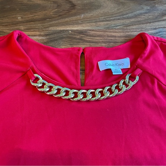 NWOT Red Calvin Klein Shirt/Blouse - Picture 2 of 11